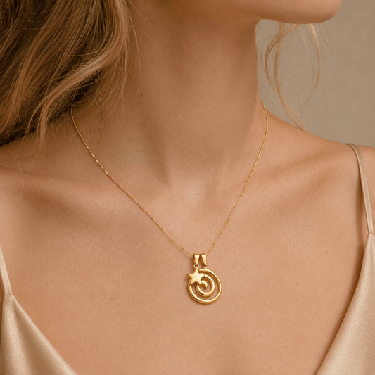 Celestial Spiral Star Pendant Necklace - Pendant Store
