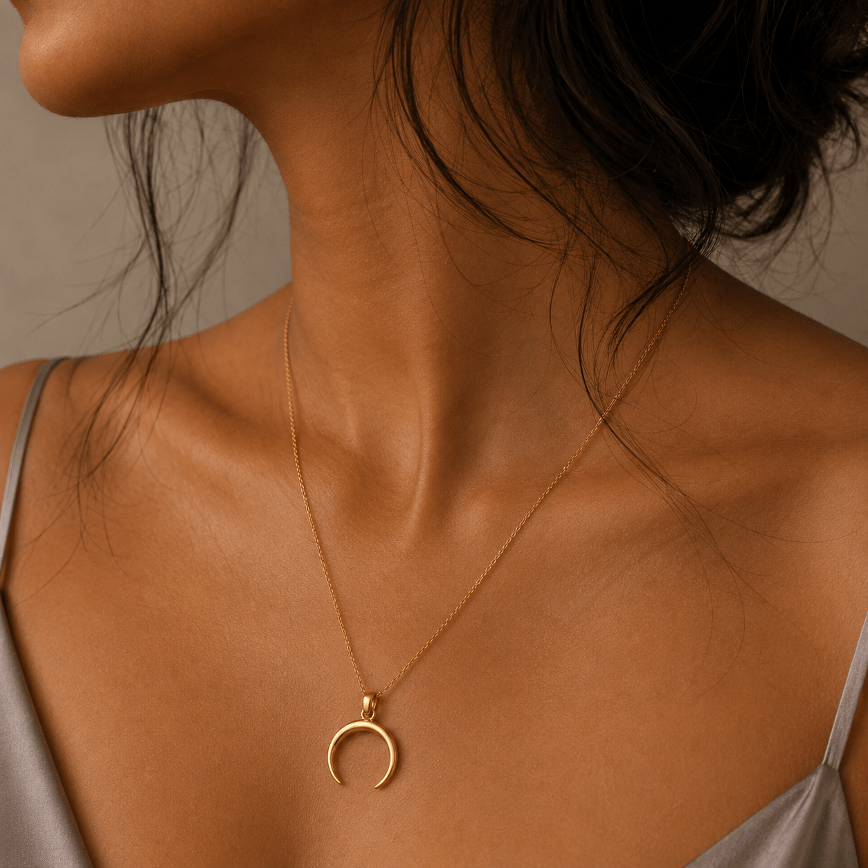 Celestial Crescent Arc Pendant Necklace - Pendant Store