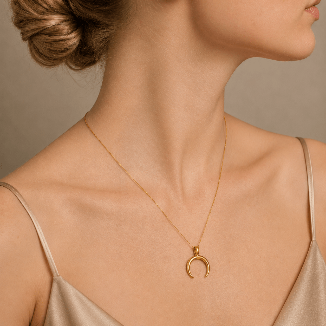 Celestial Crescent Arc Pendant Necklace - Pendant Store