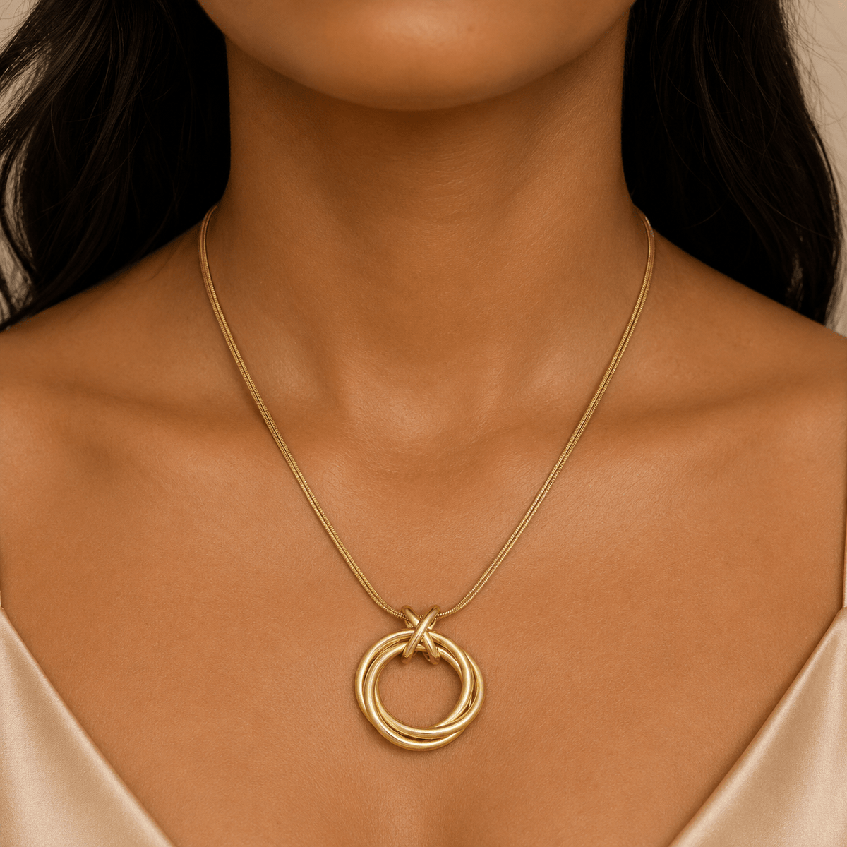 Interlocking Orbit Rings Pendant Necklace - Pendant Store