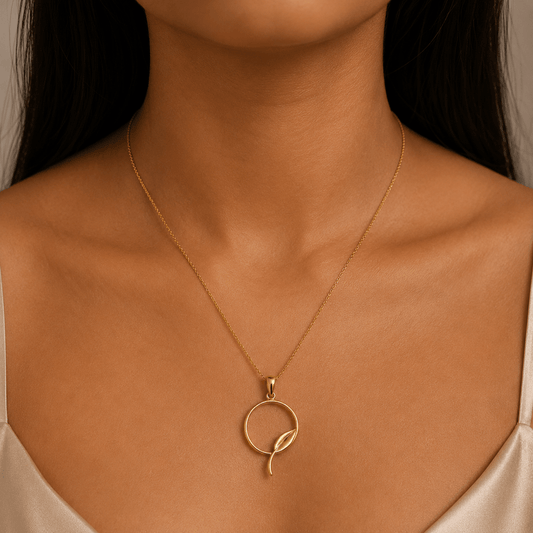 Leaf Circle Sprout Pendant Necklace - Pendant Store