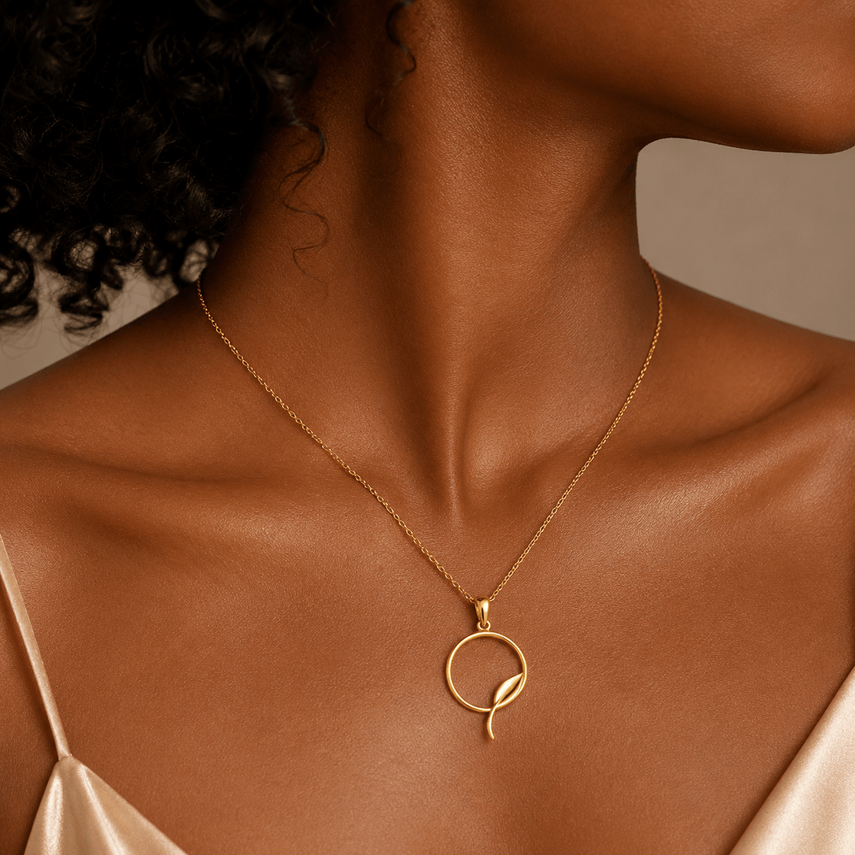 Leaf Circle Sprout Pendant Necklace - Pendant Store