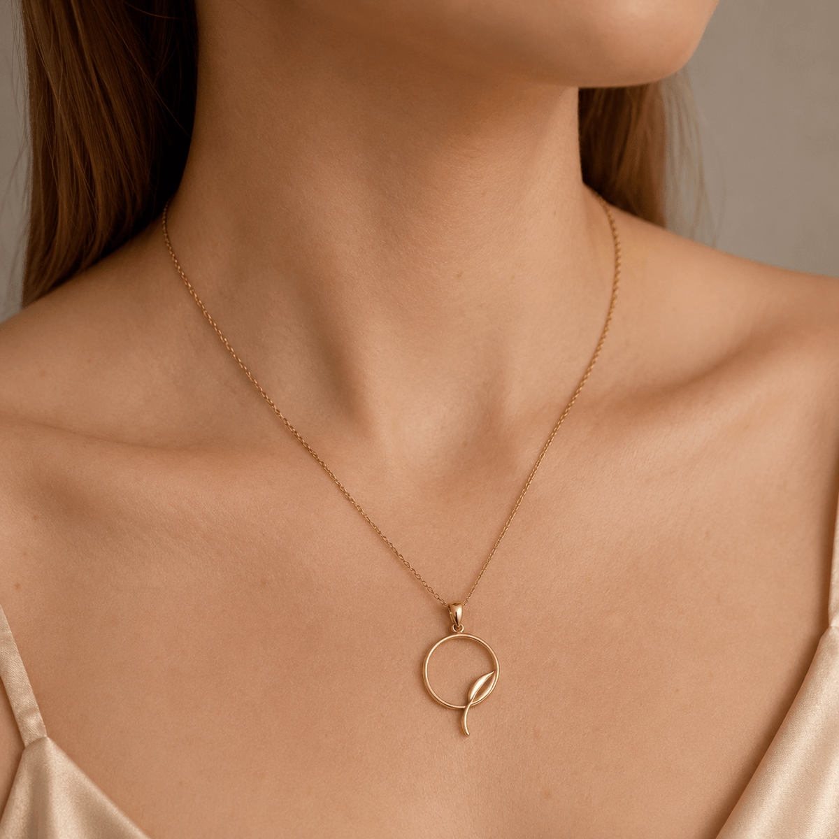 Leaf Circle Sprout Pendant Necklace - Pendant Store